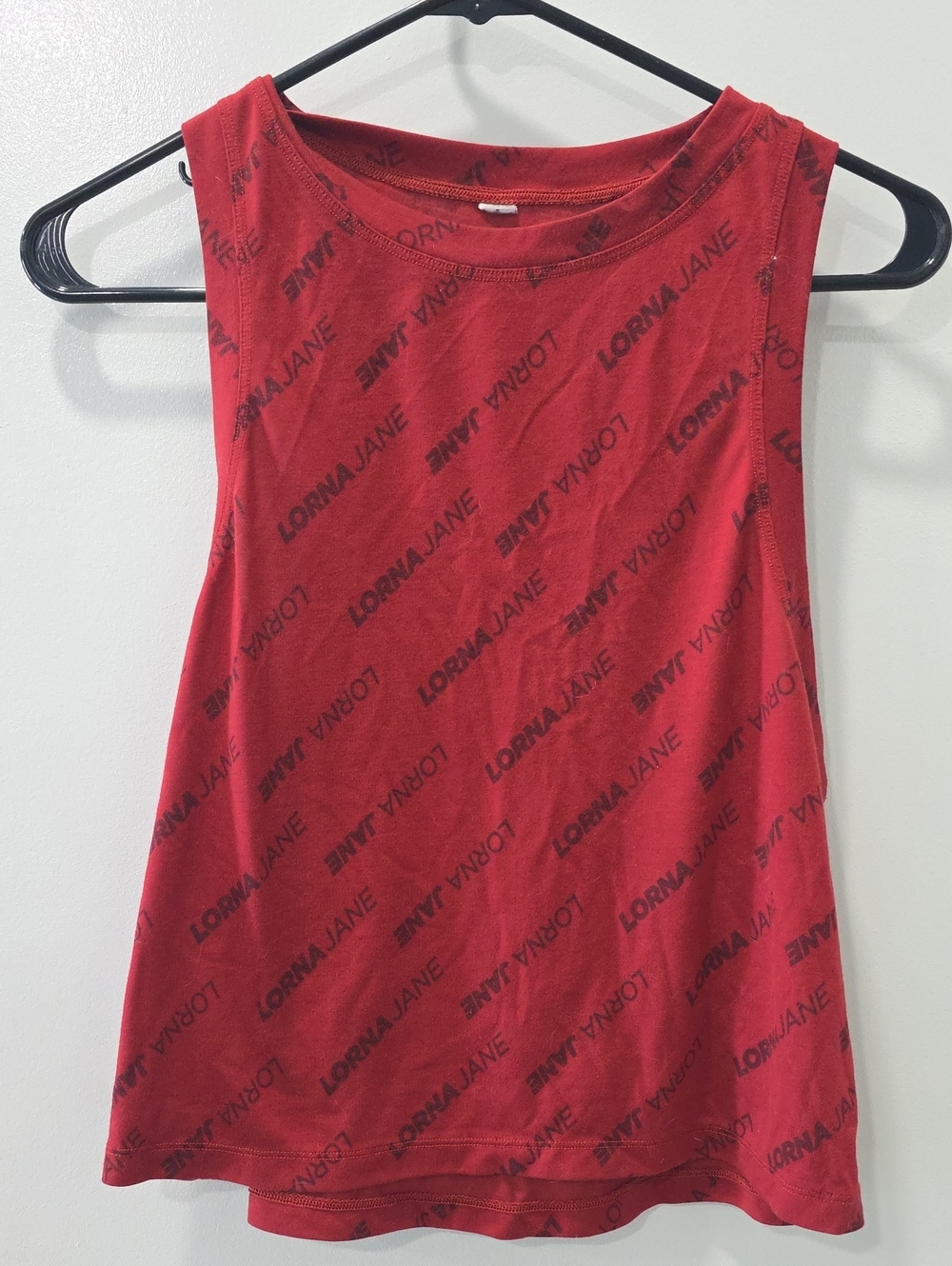 Lorna Jane Red All-Over Logo Muscle Tank